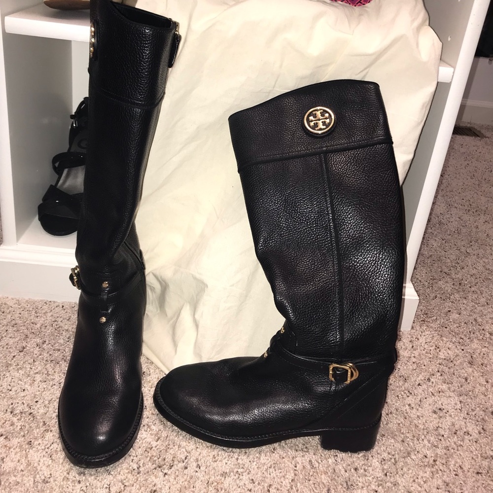 Tory Burch Black Riding Boots with dust bag